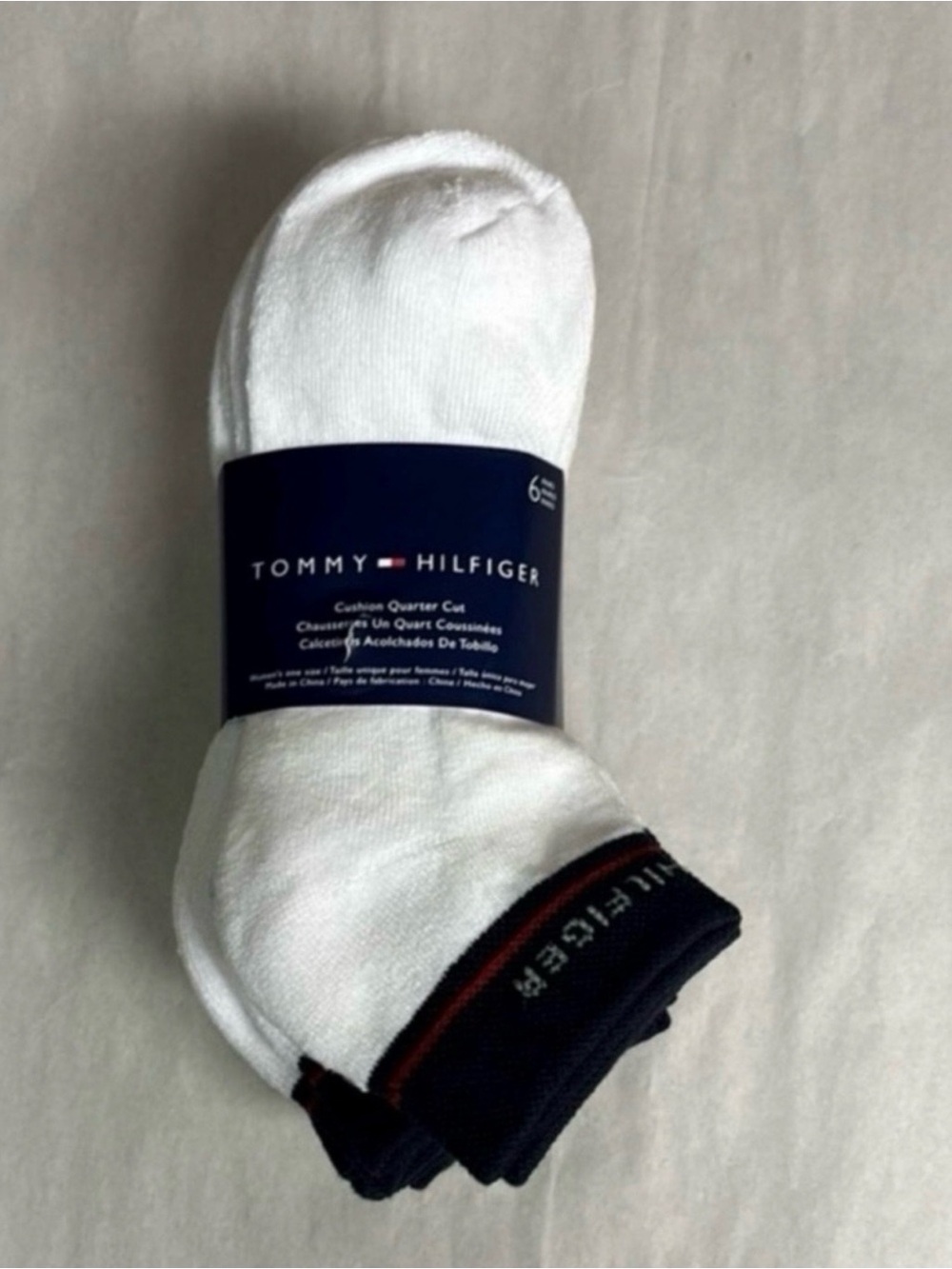 New Tommy Hilfiger Socks Women’s 6 Pair White Cushion Quarter Cut Casual Active